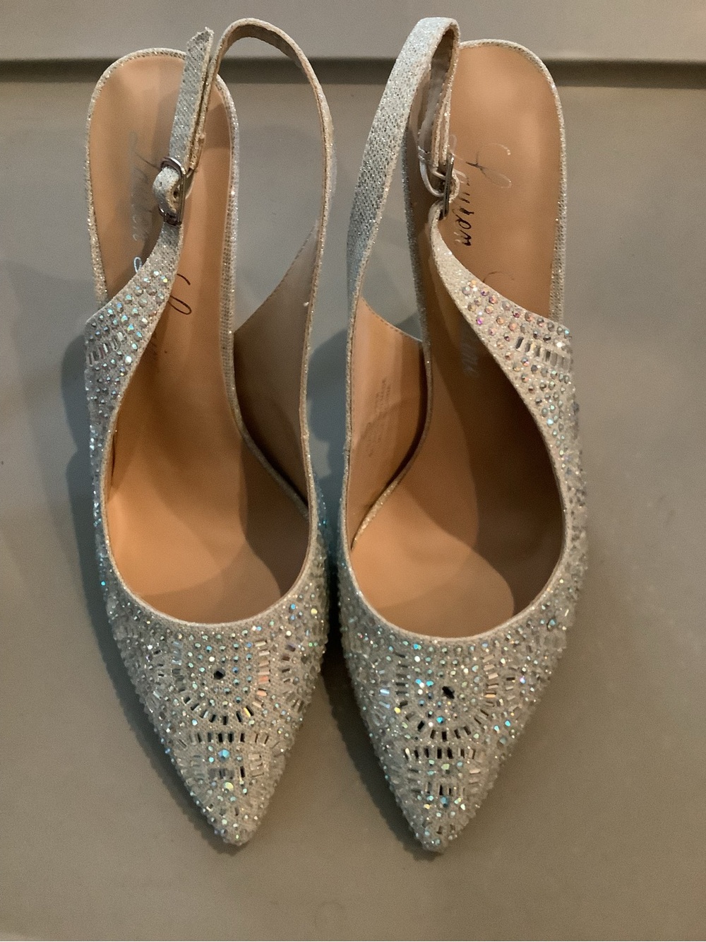 Lauren Lorraine Silver Crystal Pointed Slingback Heels sz 11 Brand New